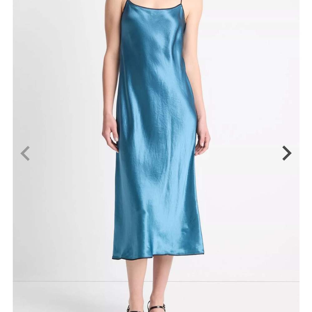 Vince Blue Satin Midi Dress, XS